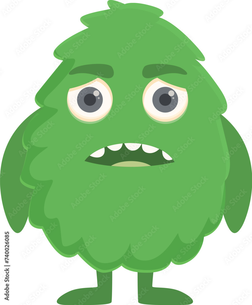 Green sad monster icon cartoon vector. Face art troll. Children design