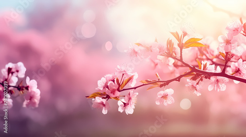 Beautiful pink spring cherry blossoms © jiejie