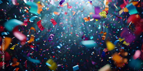 Multicolored confetti in the air Celebration, Celebratory Atmosphere, Confetti Abounds in Multicolor - Ai Generated © Muhammad
