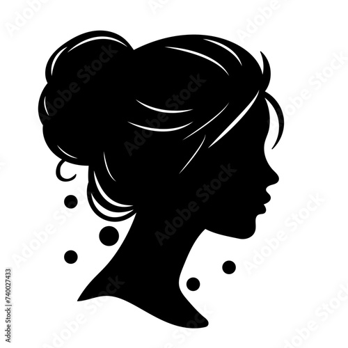 Vector illustration of a black woman's head silhouette on white separate background