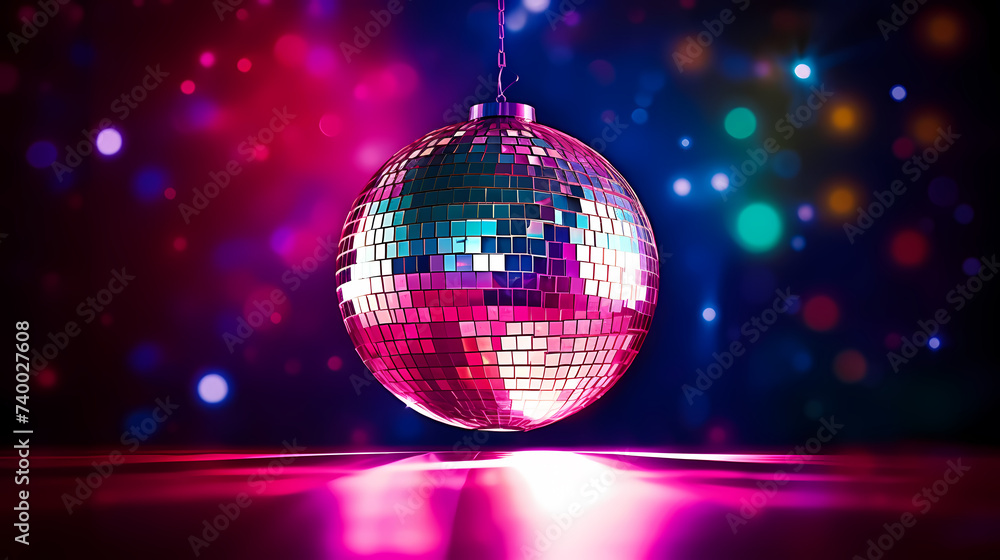 Obraz premium Disco ball illustration, multicolor music background
