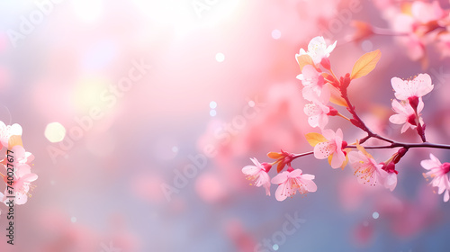 Beautiful pink spring cherry blossoms