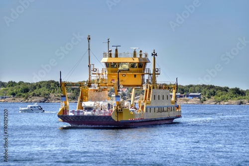  A ferry on the northern archipelago of Gothenburg, transporting from land to islands.