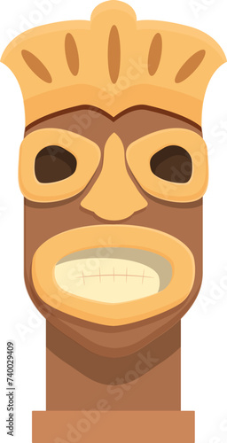 Wood idol totem icon cartoon vector. Native pole. Hawaii tiki tribal