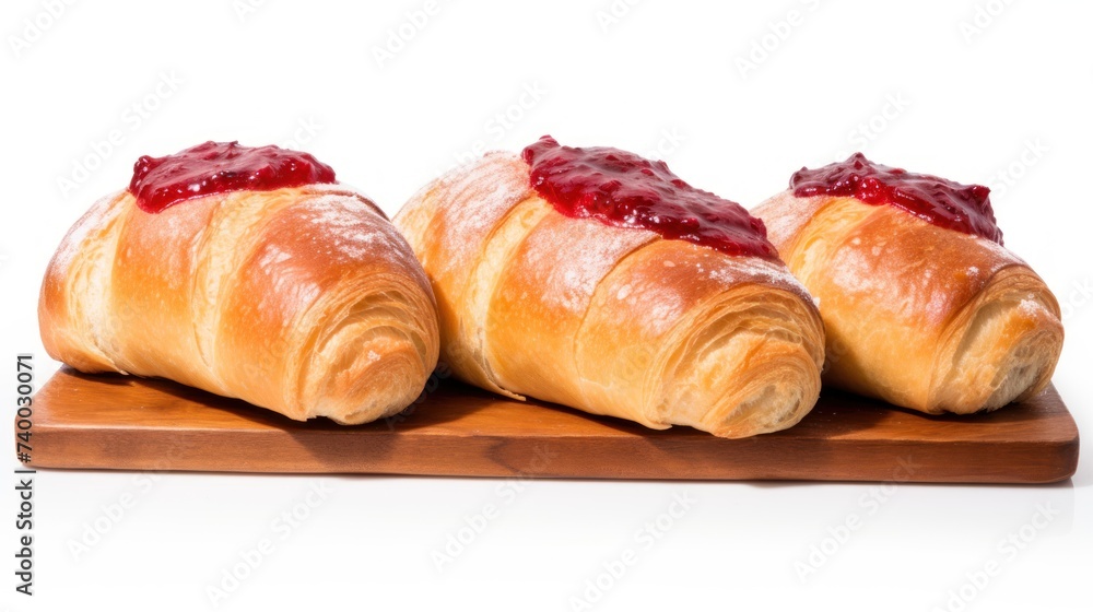 Jammy French rolls isolated on a white background