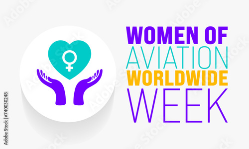 March is Women of Aviation Worldwide Week background template. Holiday concept. use to background, banner, placard, card, and poster design template with text inscription and standard color. vector