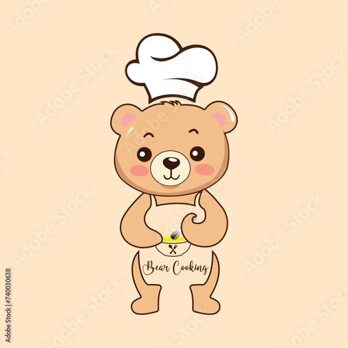 chef bear, bear cooking, vector, silhouette, cooking chef bear, teddy bear 