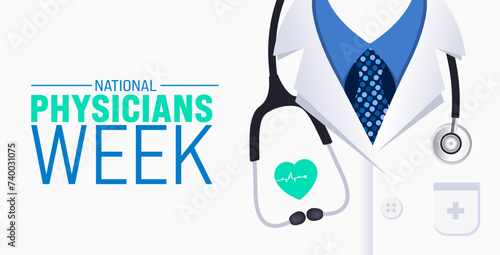 March is National Physician's Week background template. Holiday concept. use to background, banner, placard, card, and poster design template with text inscription and standard color. vector