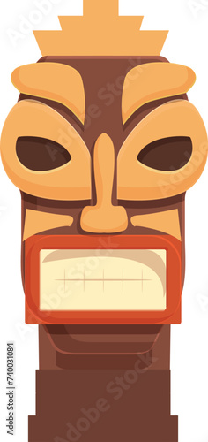 Big mouth totem icon cartoon vector. Angry face. Indian tribal mask