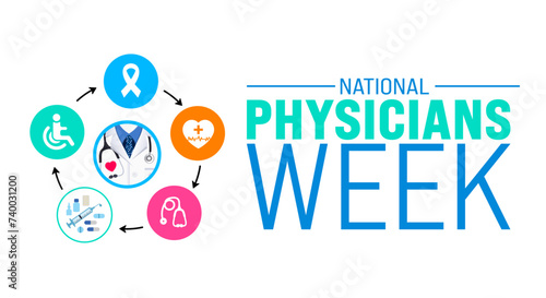 March is National Physician's Week background template. Holiday concept. use to background, banner, placard, card, and poster design template with text inscription and standard color. vector