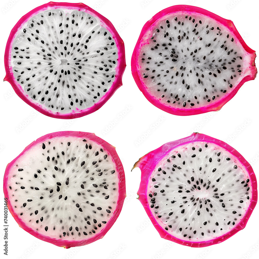 Set of Dragon fruit slice Isolated on transparent background Set of Dragon fruit slice Isolated on transparent background