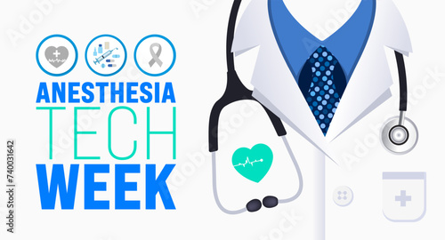 March is Anesthesia Tech Week background template. Holiday concept. use to background, banner, placard, card, and poster design template with text inscription and standard color. vector illustration.