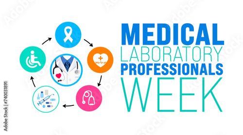 March is National Medical Laboratory Professionals Week background template. Holiday concept. use to background, banner, placard, card, and poster design template with text inscription and standard photo