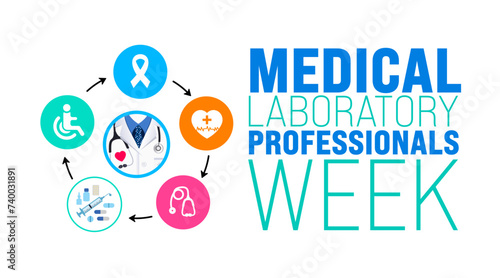March is National Medical Laboratory Professionals Week background template. Holiday concept. use to background, banner, placard, card, and poster design template with text inscription and standard