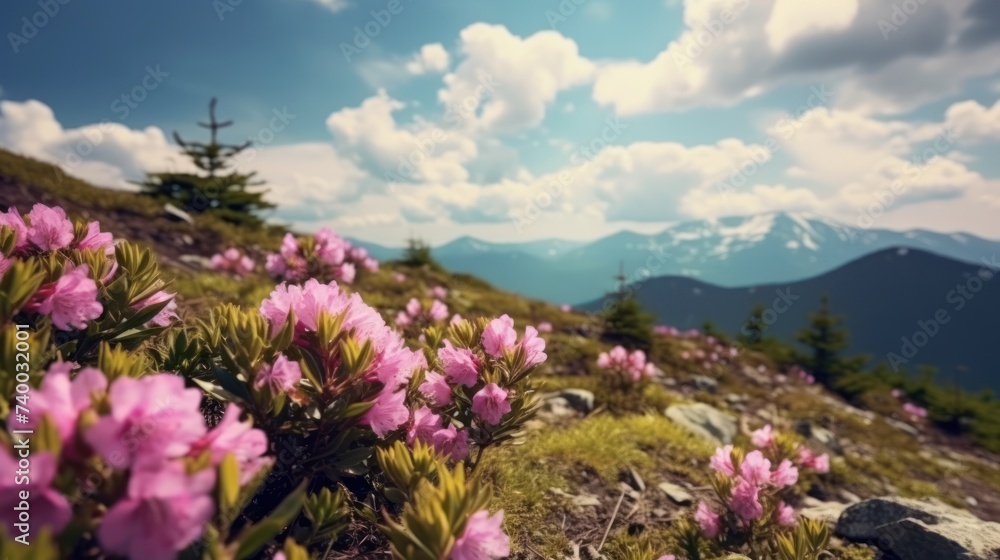 spring flowers that grow in grassland on mountain rocks