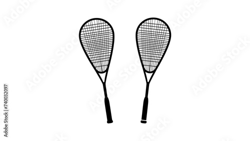 Squash Racquet, black isolated silhouette