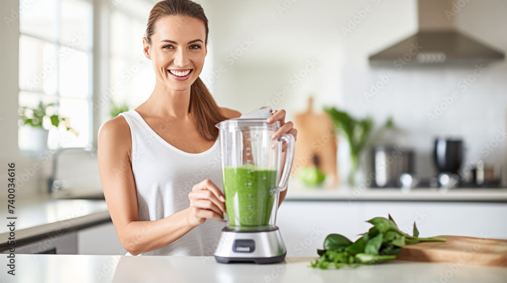 Vegetarian preparing vegan smoothie with arugula, citrus fruits, cucumbers in the kitchen with spinach on the countertop. Detox dieting, raw eating, low calories breakfast, healthy eating recipe Vegetarian preparing vegan smoothie with arugula, citrus fruits, cucumbers in the kitchen with spinach on the countertop. Detox dieting, raw eating, low calories breakfast, healthy eating recipe