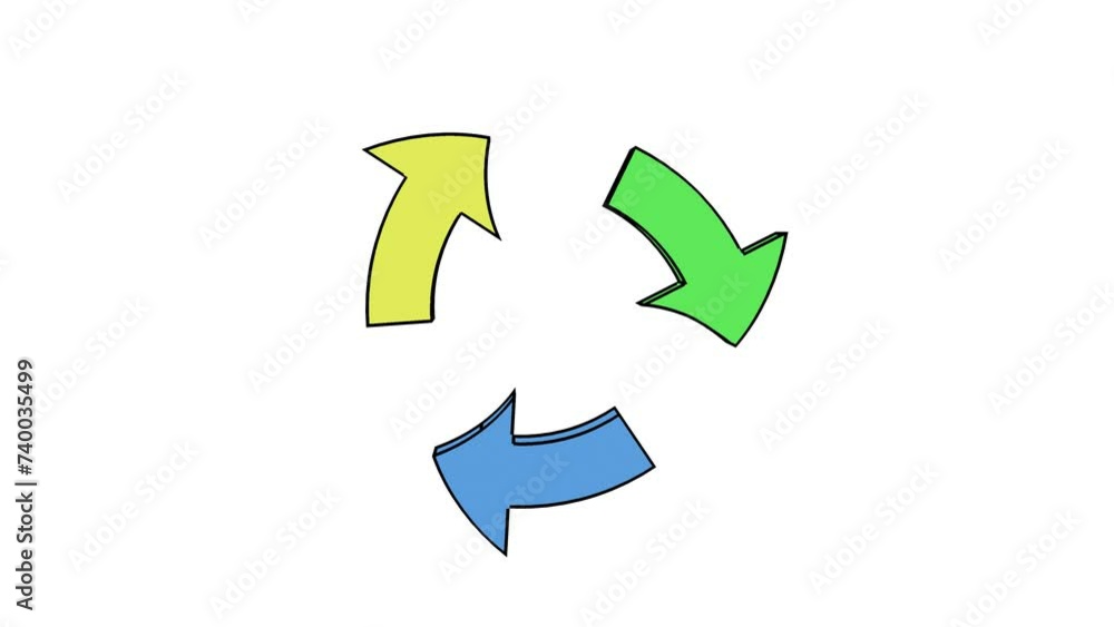 Color arrow cartoon spin turn round on white back endless 4k Color arrow cartoon spin turn round on white back endless 4k