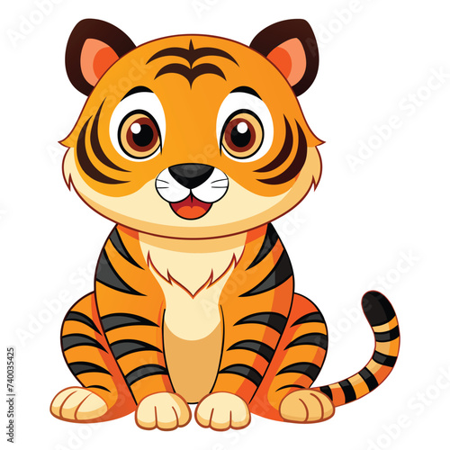 Fototapeta Naklejka Na Ścianę i Meble -  Vector of cute tiger cartoon sitting on white