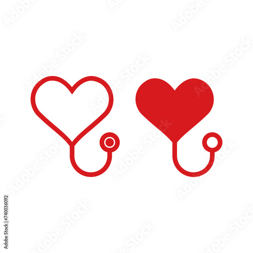 stethoscope with love design logo template illustration