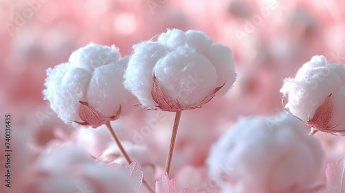 Cotton fibers under the microscope their fluffy clouds entwining to form a comforting soft landscape