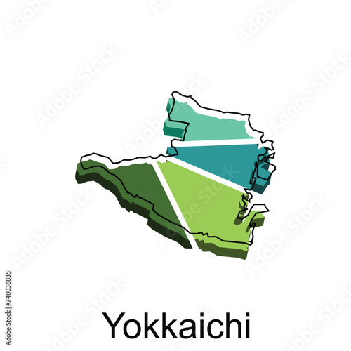 Yokkaichi City High detailed illustration map, Japan map, World map country vector illustration template photo