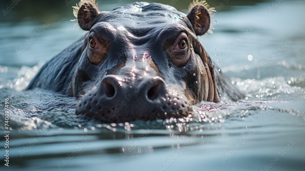 Hippo in close-up 8K image