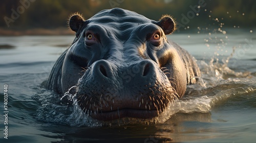 Hippo in close-up 8K image