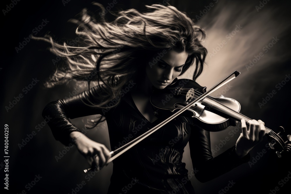 Fototapeta premium Free strings: violinist in the musical wind