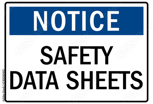Safety data sheet sign and labels