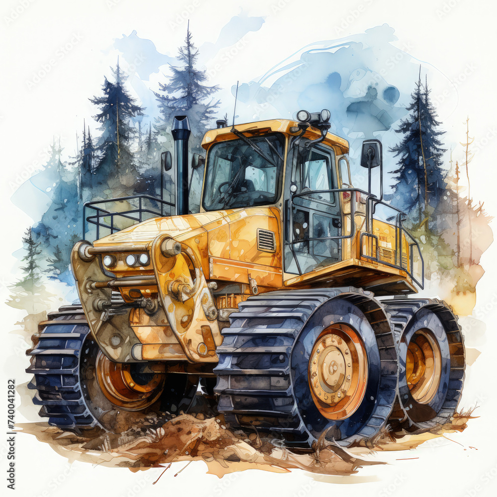 watercolor Construction Vehicle clipart, Generative Ai watercolor Construction Vehicle clipart, Generative Ai