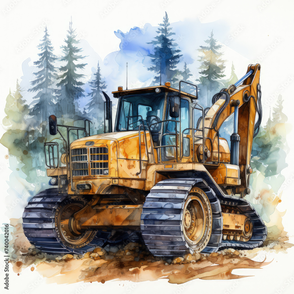watercolor Construction Vehicle clipart, Generative Ai watercolor Construction Vehicle clipart, Generative Ai