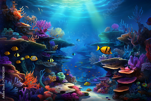 The Mesmerizing Beauty of Aquatic Life. Underwater Exploration in Tropical Ocean.