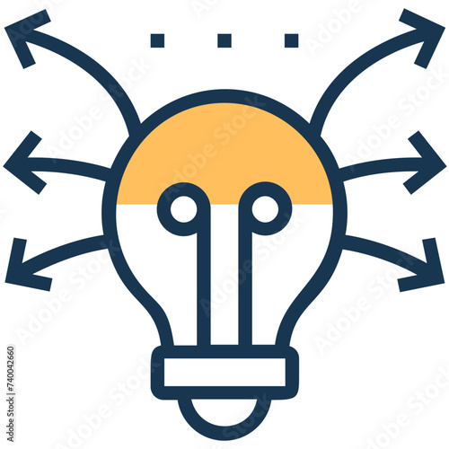Icon of bulb flat design 