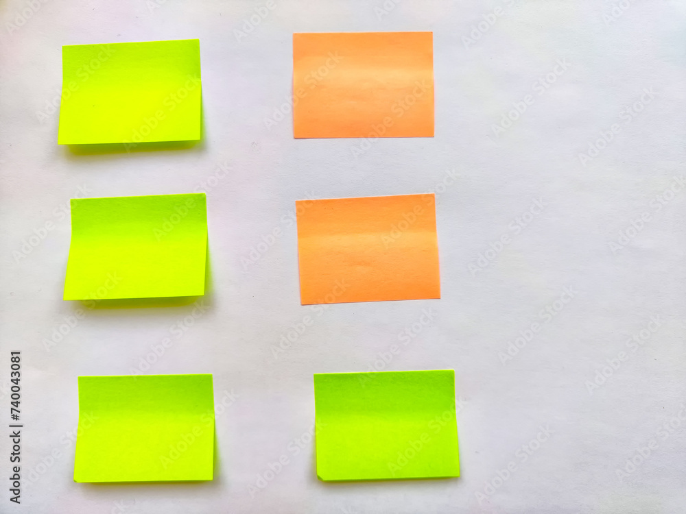 Fototapeta premium Blank Colorful Sticky Notes isolated on white background. Texture, pattern, place for text and copy space. Notes to remember