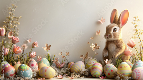 easter bunny with easter eggs backdrop 