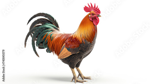 rooster standing isolated on a white background photo
