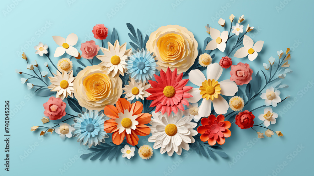 Natural Spring flowers background with copy space for greeting card, banner