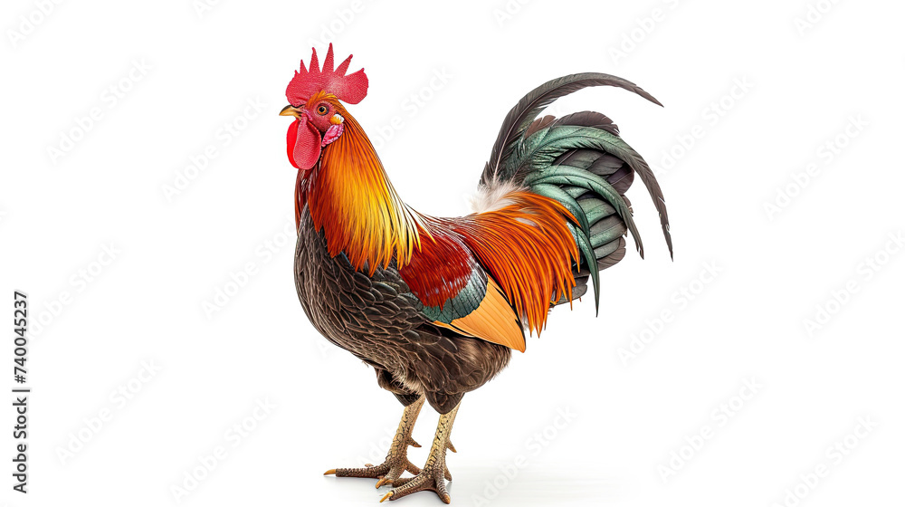 Fototapeta premium rooster standing isolated on a white background