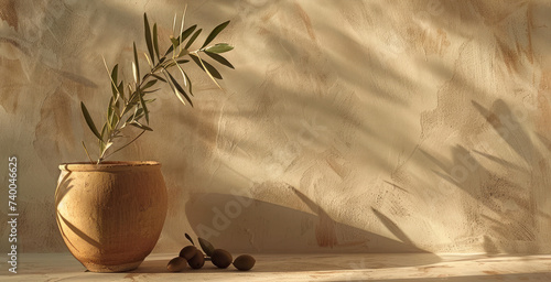 a pot containing an olive or two lying on it's side