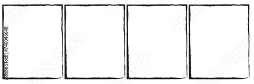 Grunge square and rectangle frames. Ink empty black boxes set. Rectangle borders collections. Rubber square stamp imprint. Vector illustration isolated on white background. eps 10