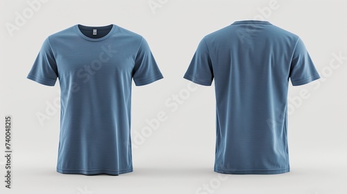 Maqueta de camiseta de hombre color celeste. Vistas frontal y posterior. Generado por IA.