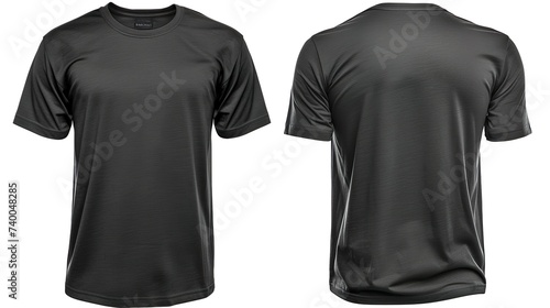 Maqueta de camiseta de hombre color negra. Vistas frontal y posterior. Generado por IA. photo
