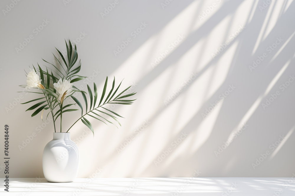 White studio background, Empty room with shadows for cosmetic product. White studio background, Empty room with shadows for cosmetic product.