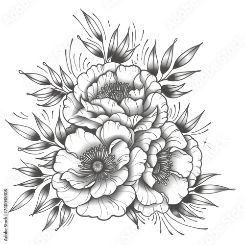Wallpaper Mural line art floral black and white background . design for coloring book Torontodigital.ca