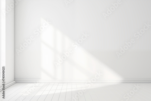 White studio background, Empty room with shadows for cosmetic product.