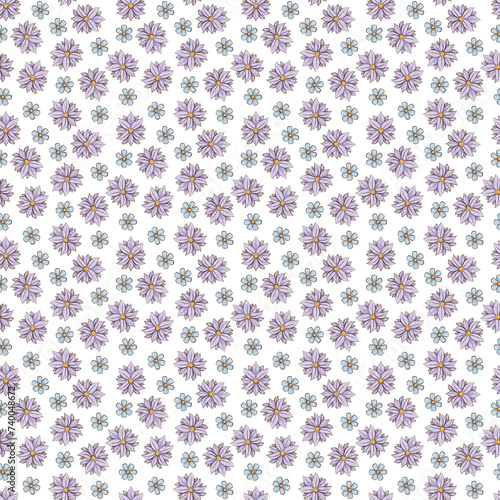 Hand Drawn Cute Tiny Flowers Seamless Pattern, Pencil style sketch art illustration