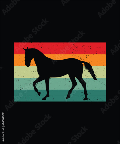 Beautiful horse retro sunset run wild horse graphic T-Shirt
