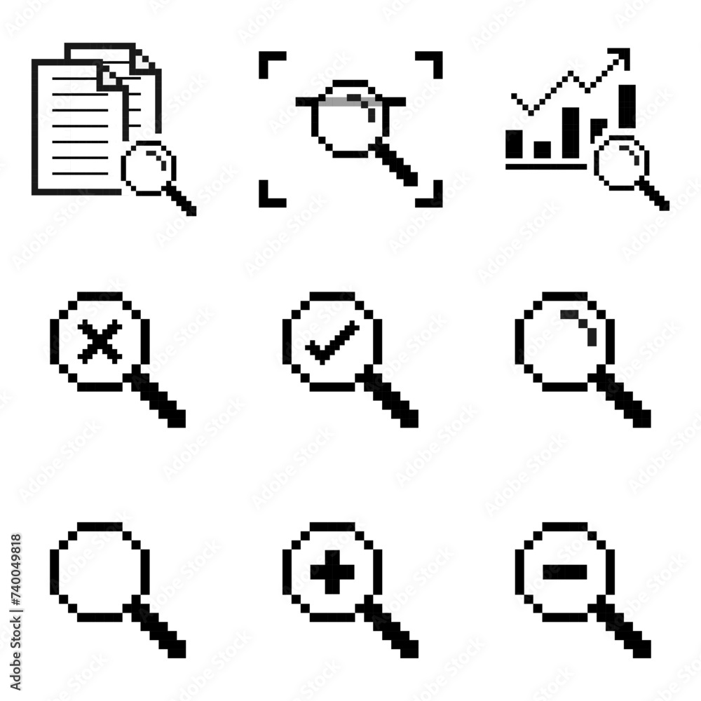 Magnifying glass research pixel art Magnifying glass research pixel art