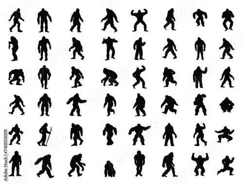 Bigfoot silhouette vector art white background